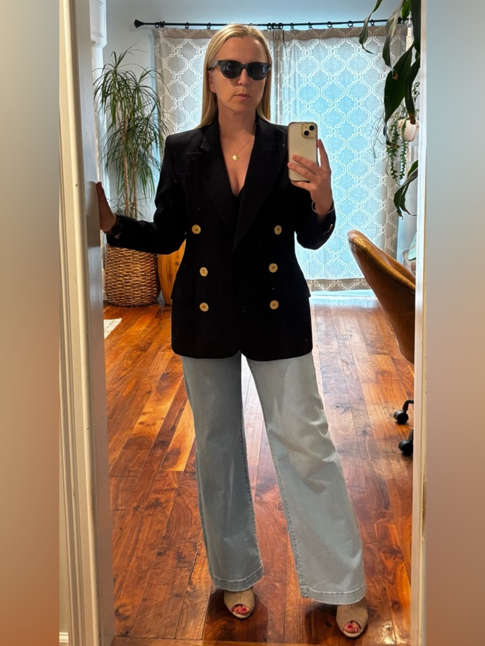Vintage Jones New York Virgin Wool Double Breasted Navy Blazer 2 / XS
